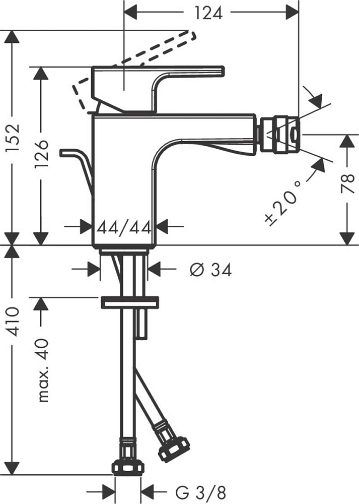 Смеситель для биде Hansgrohe Vernis Shape 71211670, матовый чёрный