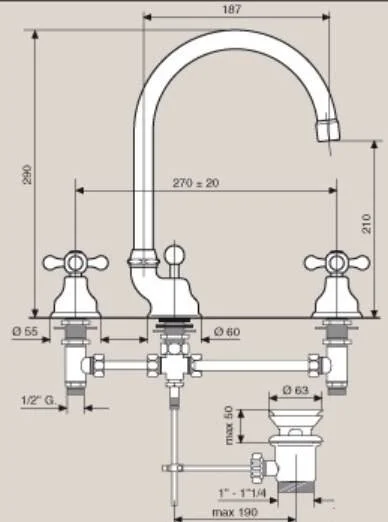 Смеситель для раковины Emmevi Deco Classic 12043/BR бронза