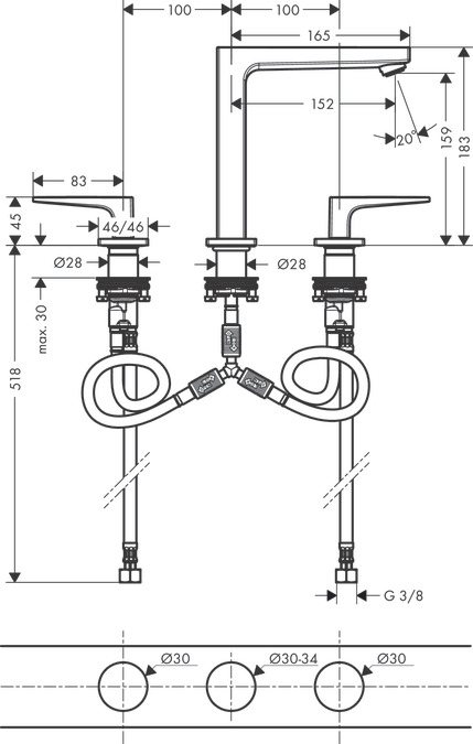 Смеситель для раковины Hansgrohe Metropol 32515140, шлифованная бронза