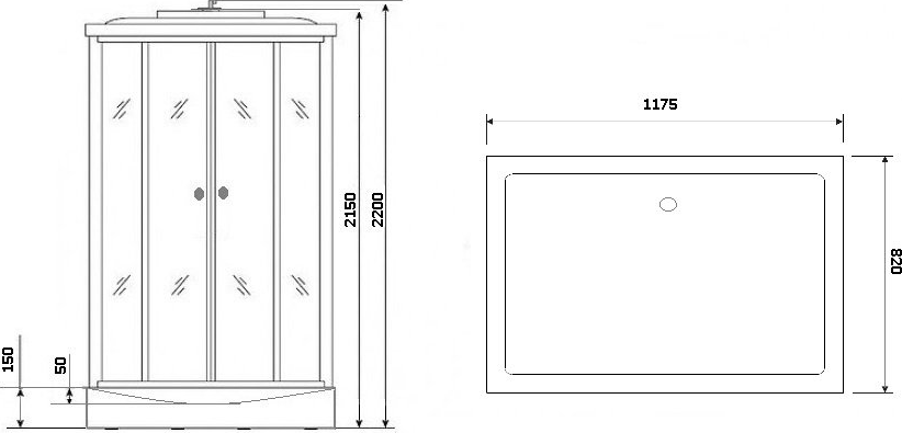 Душевая кабина Niagara Luxe 7713BR 120х82х215 стекло прозрачное