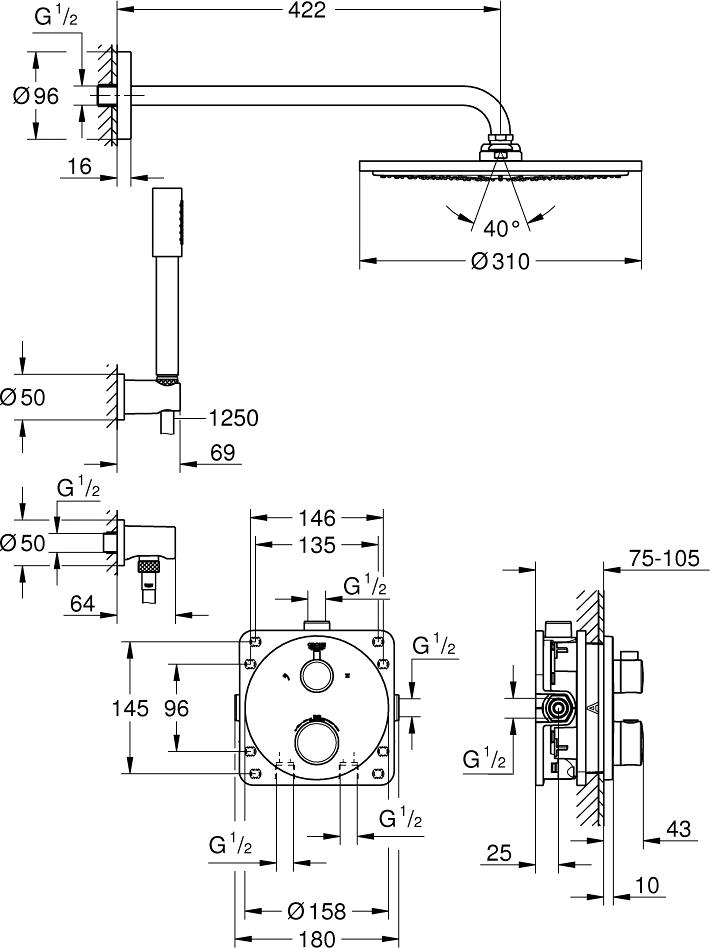 Душевой гарнитур Grohe Grohtherm 34731000