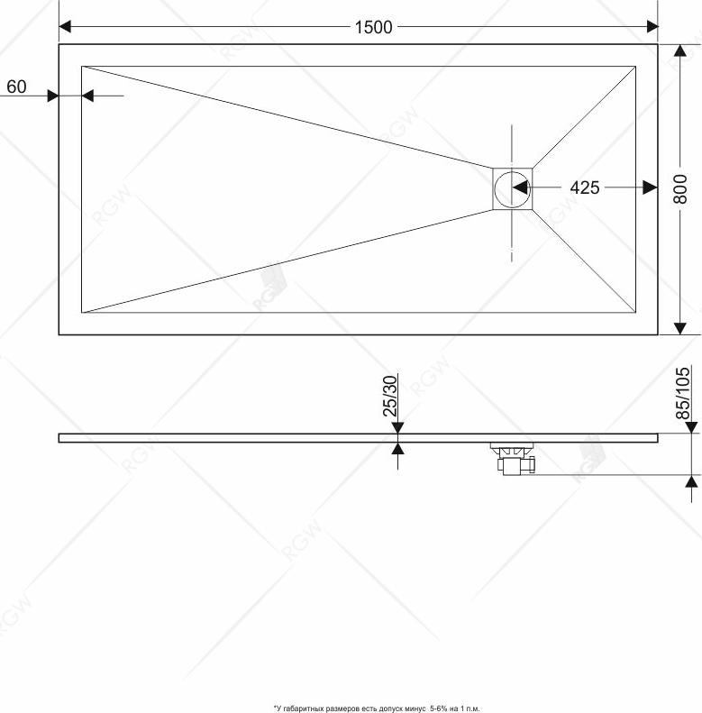 Душевой поддон RGW ST-G 16152815-02 80x150 см, графит