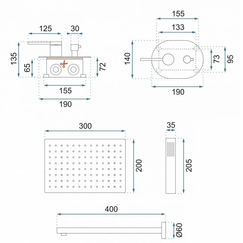 Душевая система Rea Oval REA-P8466 золото