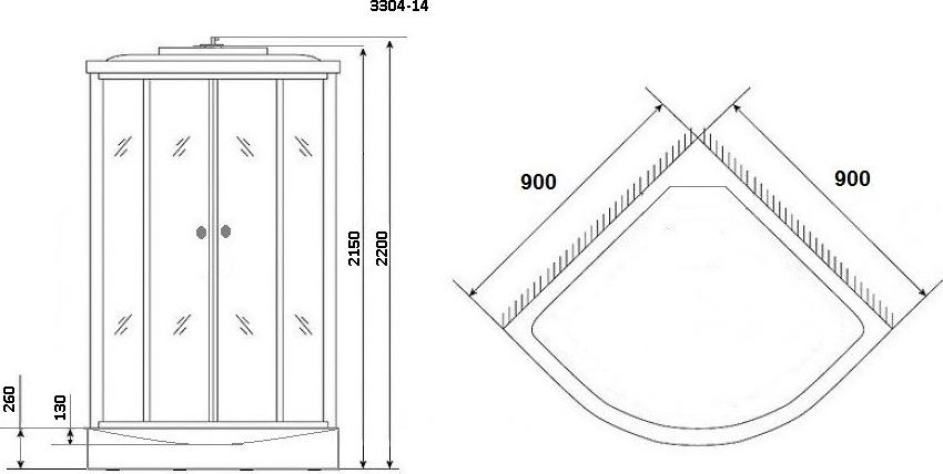 Душевая кабина Niagara 3304 NG-3304-14 90х90х215 стекло матовое