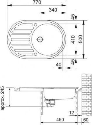 Кухонная мойка 77 см Franke Ronda ROG 611 3.5" 114.0157.901, серый