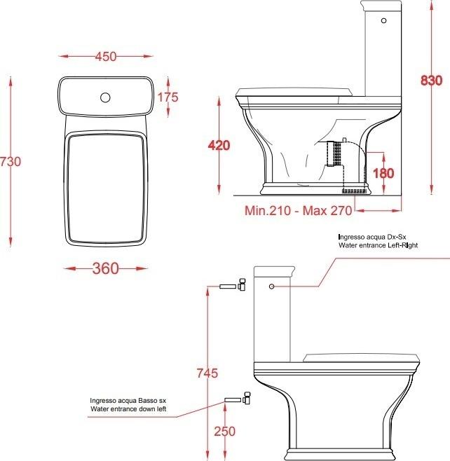 Бачок для унитаза Artceram Civitas CIC009 34 00, серый