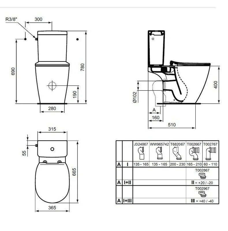 Напольный унитаз Ideal Standard Connect AquaBlade® E042901 с бачком E785601, безободковый