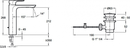 Смеситель для раковины Jacob Delafon Aleo E72298-4-CP