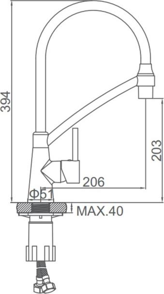 Смеситель для кухни Accoona A4890TF-2 с гибким изливом, черный, графит