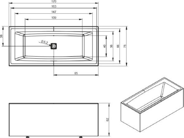 Акриловая ванна Riho Still Square Elite 170x75 B100031005 L