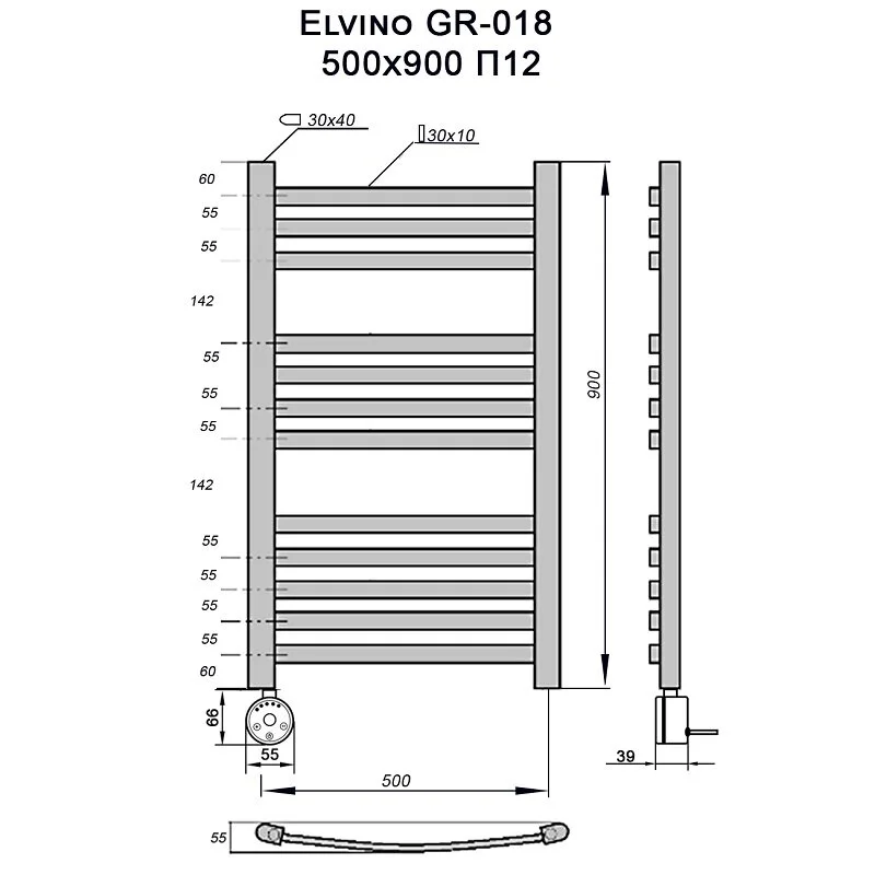 Полотенцесушитель электрический Grois Elvino ca-00005471 черный