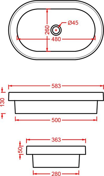 Раковина встраиваемая 58 см ArtCeram Fuori Scala TFL033 05 00, белый матовый