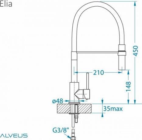 Смеситель для кухни Alveus Elia CHR 1129024, хром