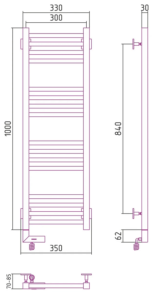 Полотенцесушитель электрический Сунержа Модус 2.0 30-5600-1030 белый