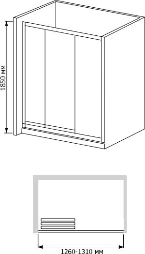 Душевая дверь в нишу RGW Classic CL-11 (1260-1310)х1850 профиль хром стекло шиншилла