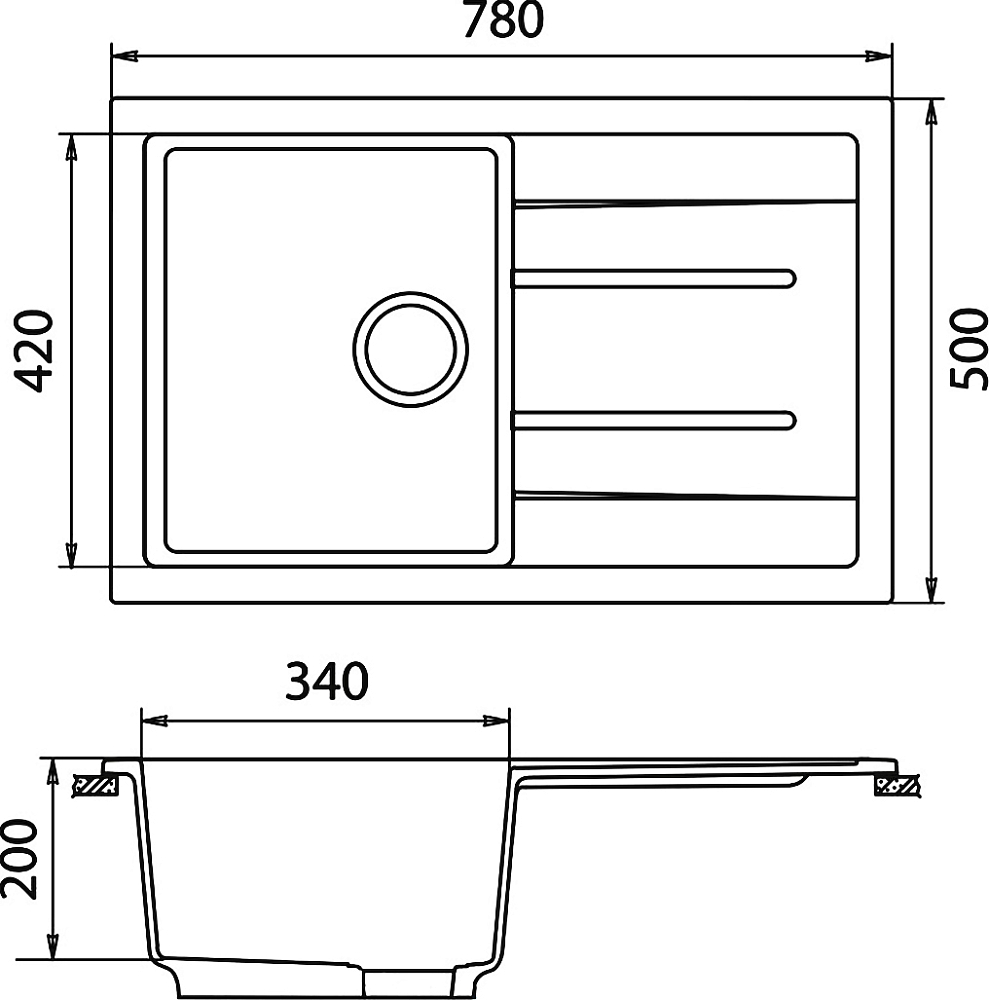 Кухонная мойка GranFest Quadro GF-Q780L белый