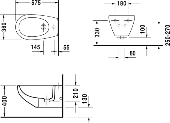 Подвесное биде Duravit DuraPlus 2532100000