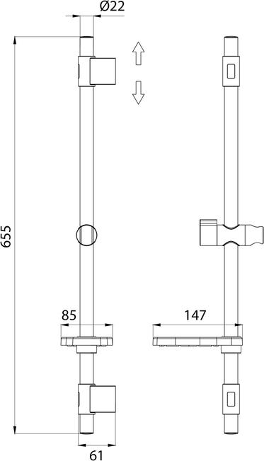 Душевая штанга Iddis Shower Bar TSH65SDi17 с мыльницей, хром