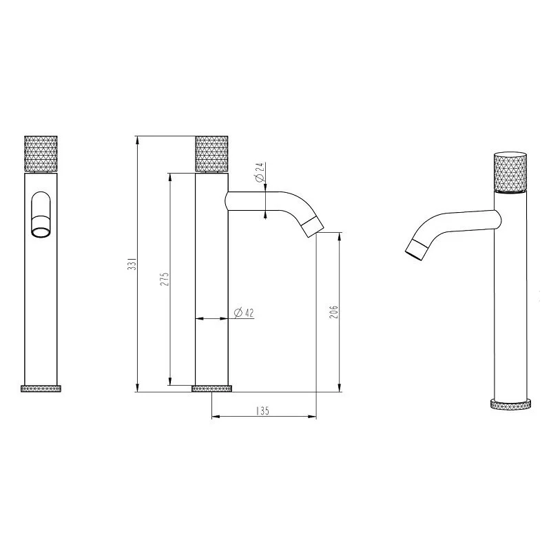 Смеситель для раковины Boheme Stick 122-GB золото