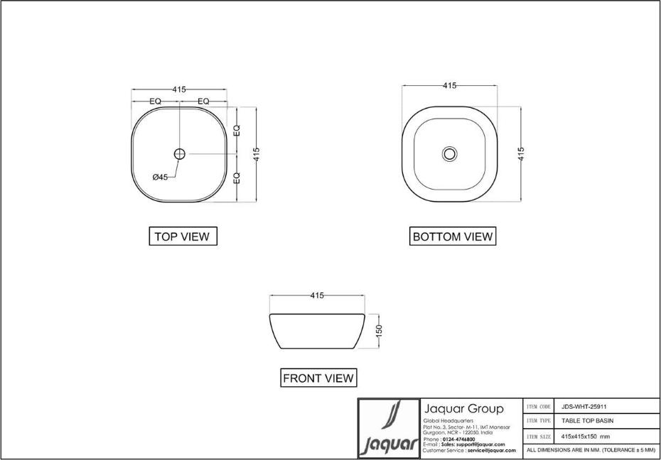 Раковина накладная Jaquar JDS-BLM-25911