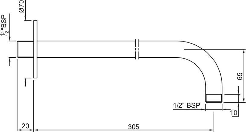 Кронштейн для верхнего душа Jaquar Shower SHA-CHR-479L300S хром