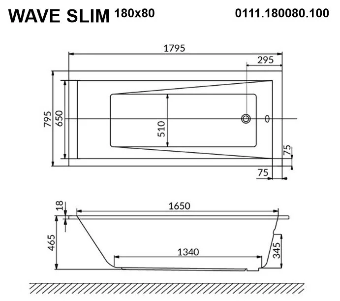 Акриловая ванна Whitecross Wave Slim 0111.180080.100.ULTRANANO.GL золото, белый