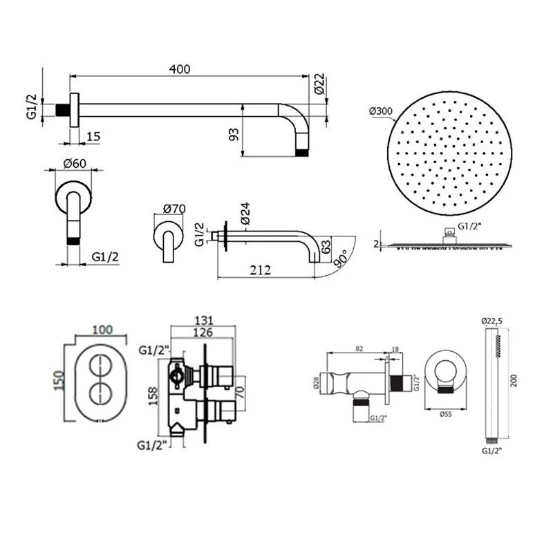 Душевая система Plumberia Selection Ixo KITXOT19BO60KING белый