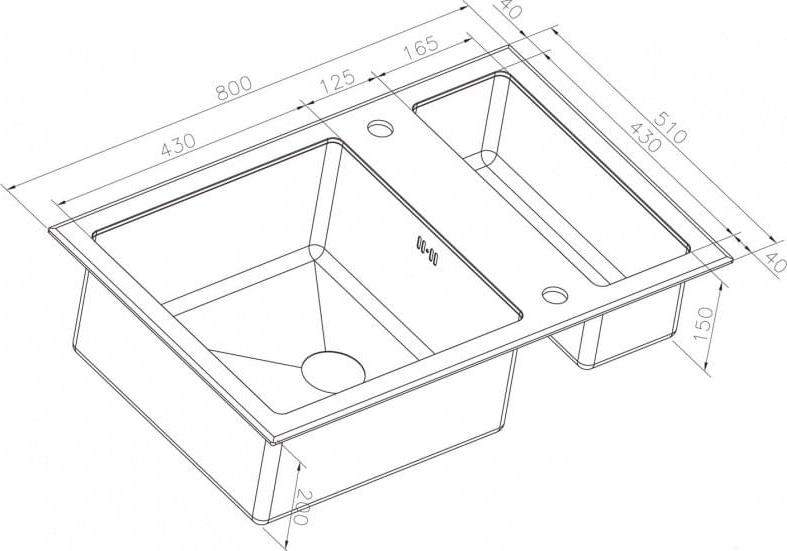 Кухонная мойка Zorg Inox Glass 80х51х20 GL-8051-2-BLACK