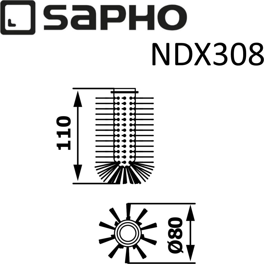 Сменная щетка для ёршика Sapho X-Round NDX308, черный