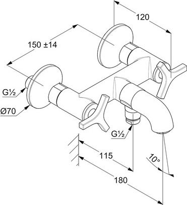 Смеситель для ванны и душа Kludi Nova Fonte Déco 205400539, хром