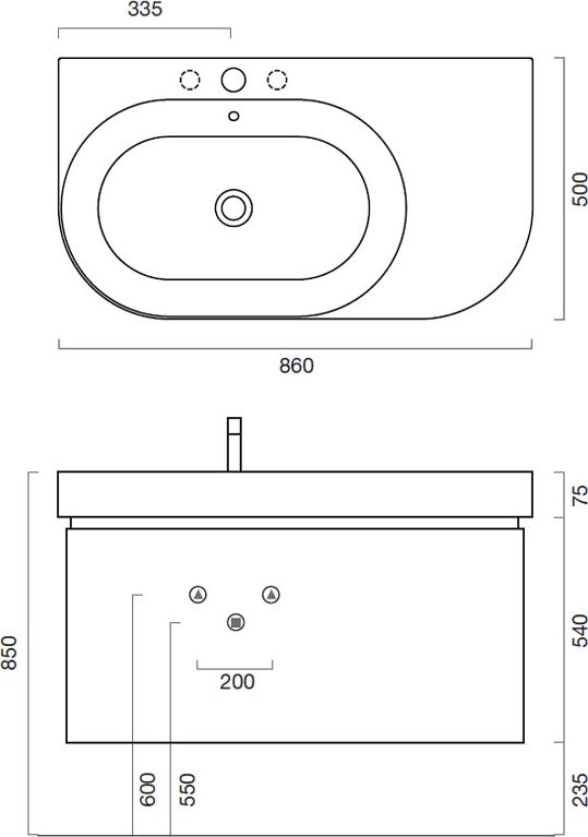 Мебель для ванной Berloni Bagno Day 405 86 см L