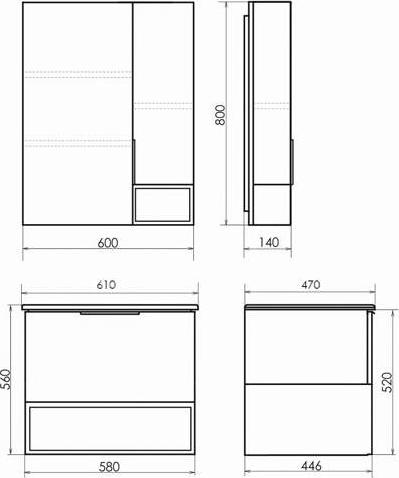 Тумба с раковиной Comforty Франкфурт 60 00-00008090, черный/дуб шоколадно-коричневый