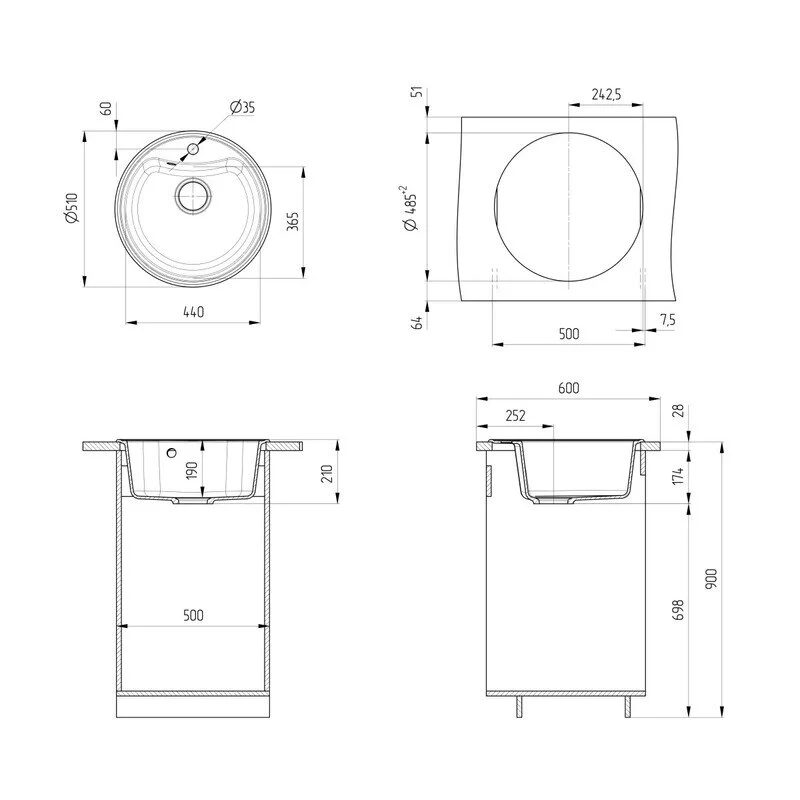 Кухонная мойка Ulgran U-601 U-601-309 серый