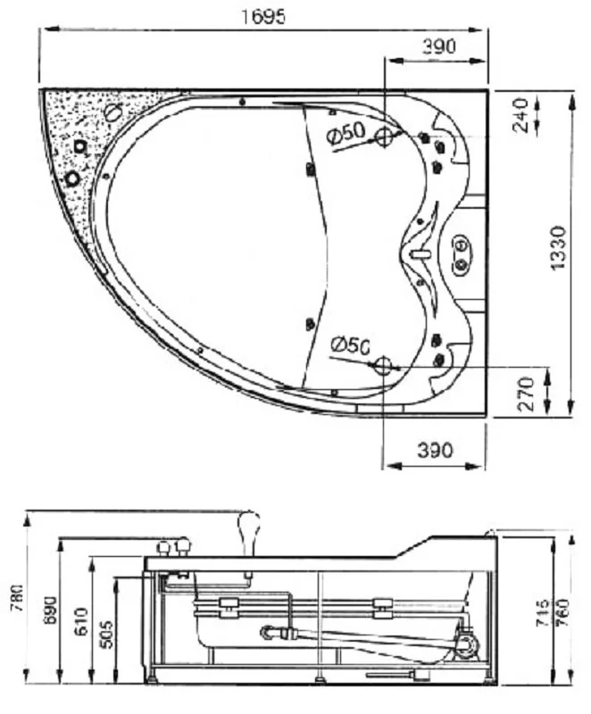 Акриловая ванна Gemy 170х133 G9086 B L белый