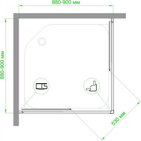 Душевой уголок Royal Bath 90x90 RB90HPD-T-BL, профиль черный стекло прозрачное