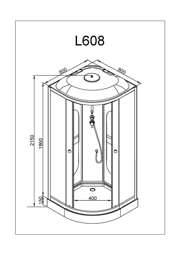 Душевая кабина Deto L L608GM