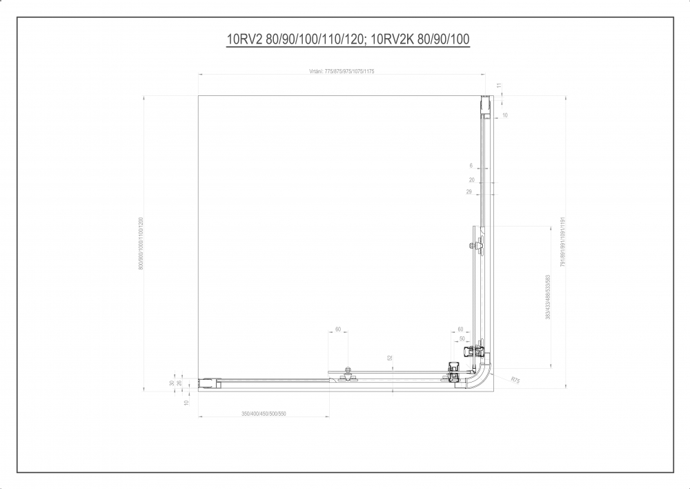 Душевая дверь в нишу 100 см Ravak 10° 1ZJA0100Z1, transparent, белый