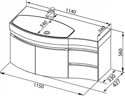 Тумба с раковиной Aquanet Опера 115 L 00212990 белый