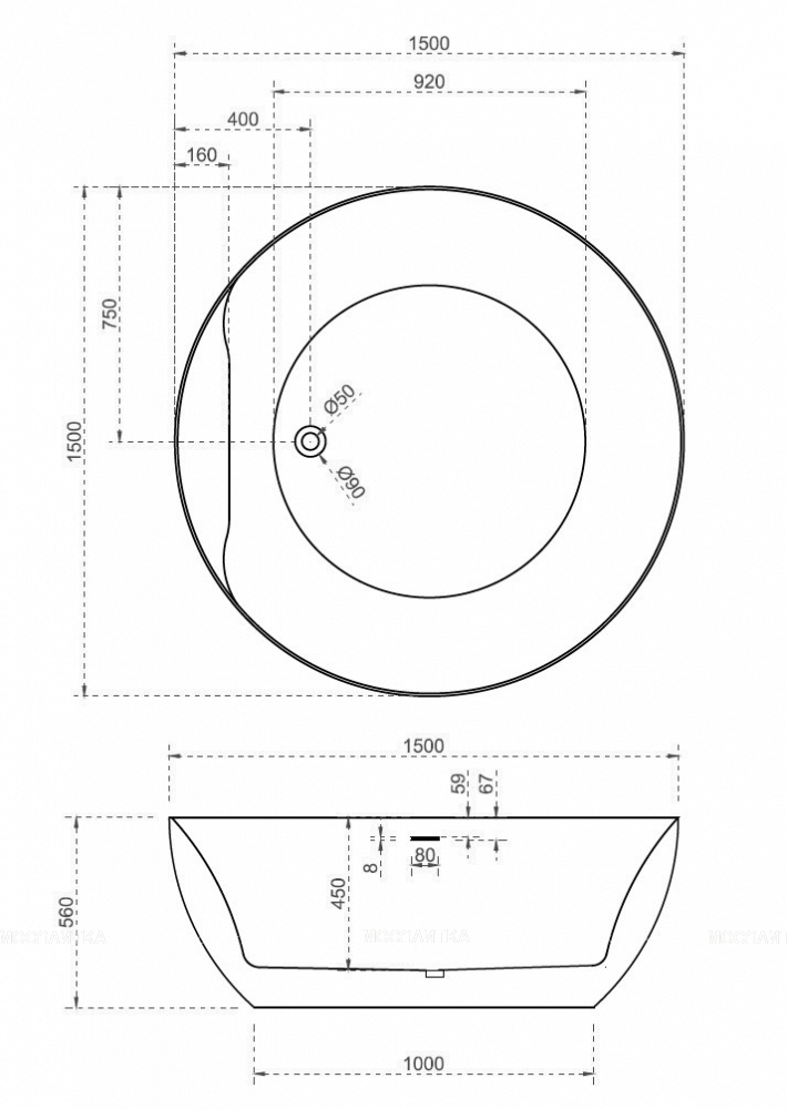 Акриловая ванна Abber AB9280 150х150 без гидромассажа