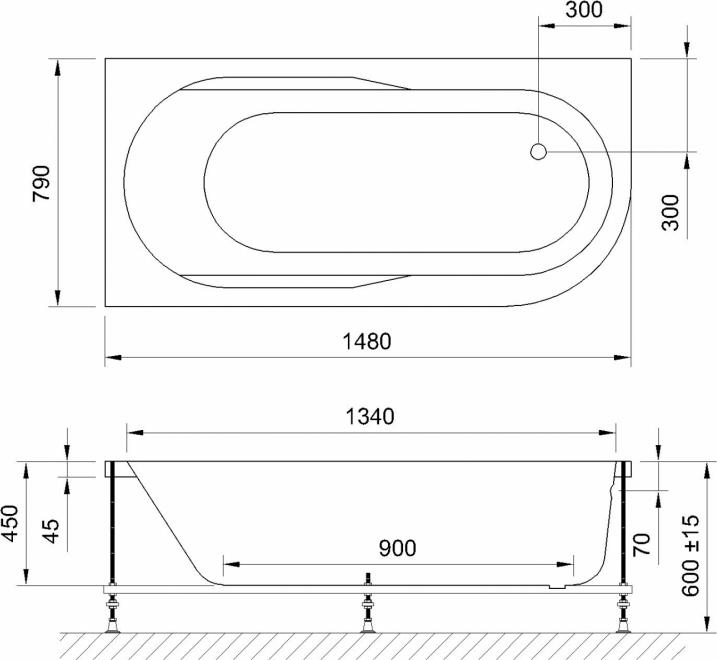 Акриловая ванна Royal Bath Azur De Luxe 150х80 см RB614201DL-L с гидромассажем