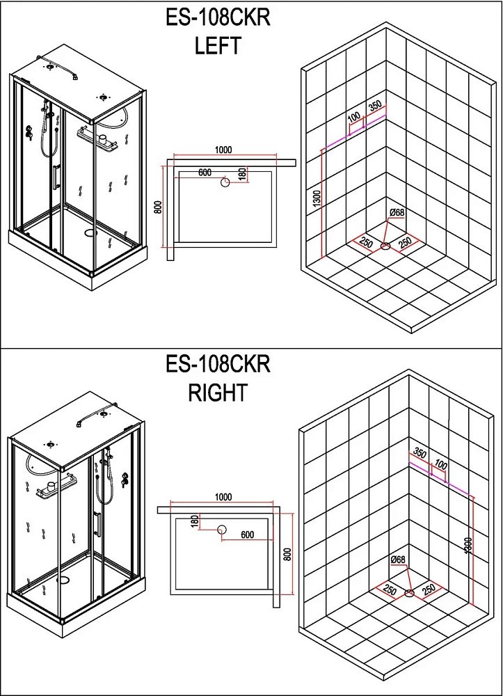 Душевая кабина Esbano CKR ESKB108CKR