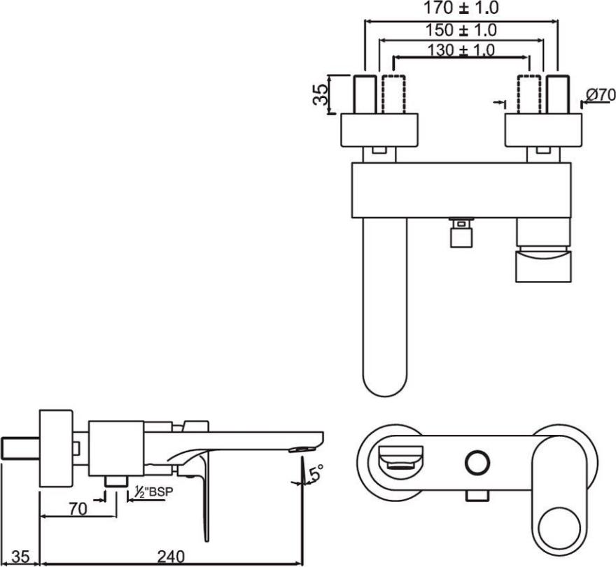 Смеситель для ванны Jaquar Ornamix Prime ORP-GDS-10119PM золотая пыль