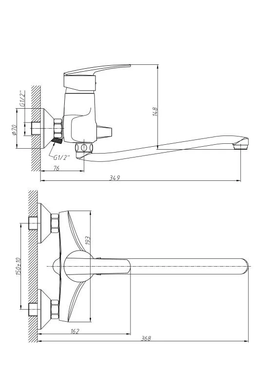 Смеситель для ванны с душем Haiba HB06 HB2206 хром