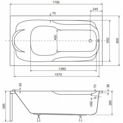 Акриловая ванна Besco Bona WAB-180-PK белый