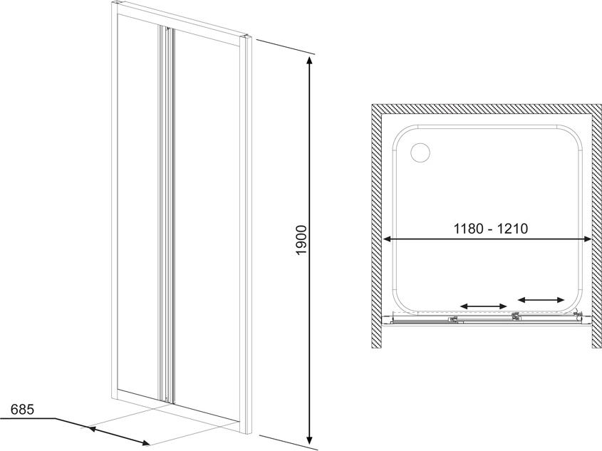 Душевая дверь в нишу Radaway Treviso DW 120 коричневое стекло