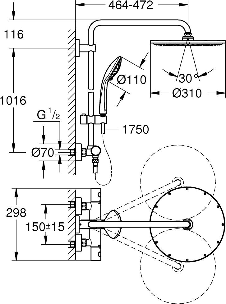 Душевая система Grohe Euphoria System 26075EN0 никель матовый