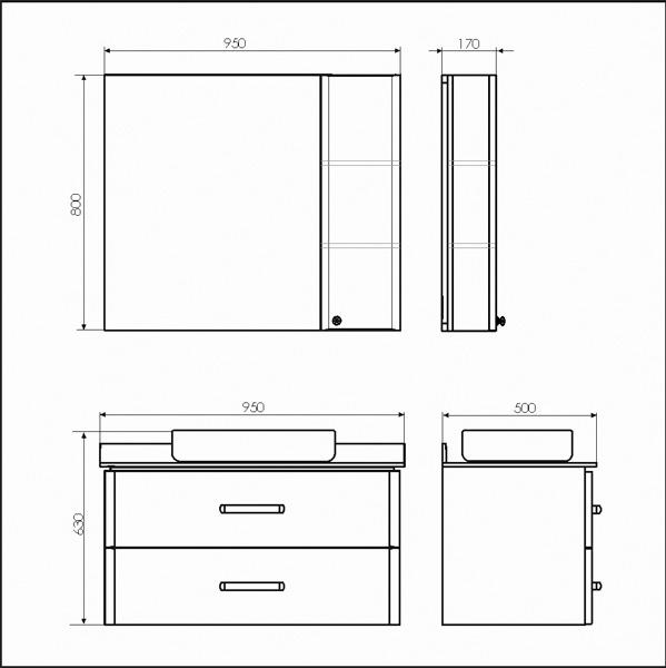 Тумба с раковиной Comforty Амстердам 95 00-00005494, белый глянец