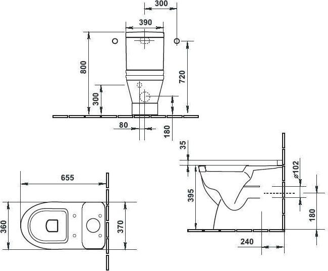 Чаша напольного унитаза Duravit Starck 3 0128090000