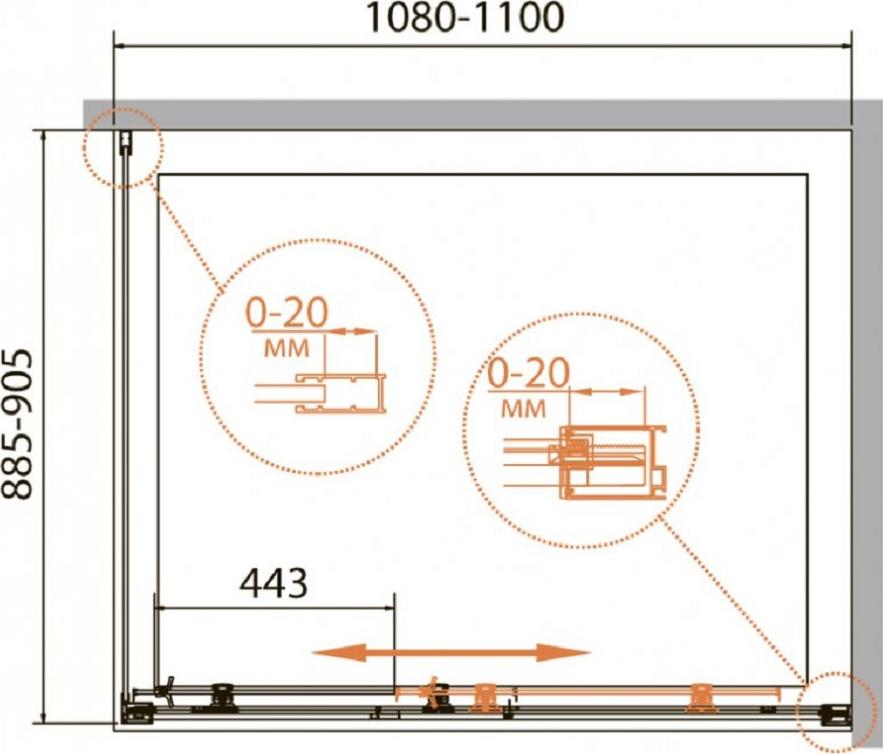 Душевой уголок Cezares RELAX-AHF-1-110/90-P-Bi стекло punto