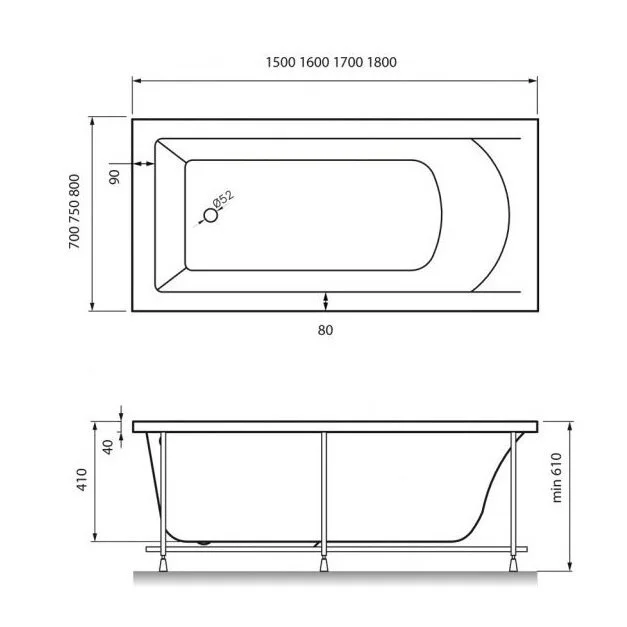 Акриловая ванна Vayer Savero 170х70 Гл000010837 белый